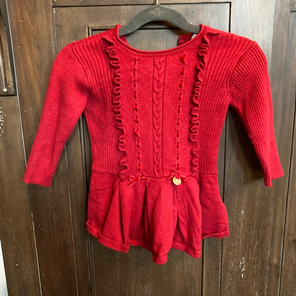 Baby girls red sweater dress size 9 months
